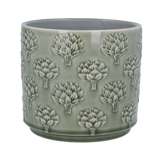 Green Artichoke Stoneware Pot Cover