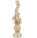 Resin Candlestick, 36cm - Gold Elephant & Bird