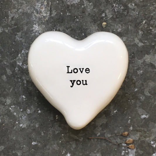 White Heart Token Pebble - Love You