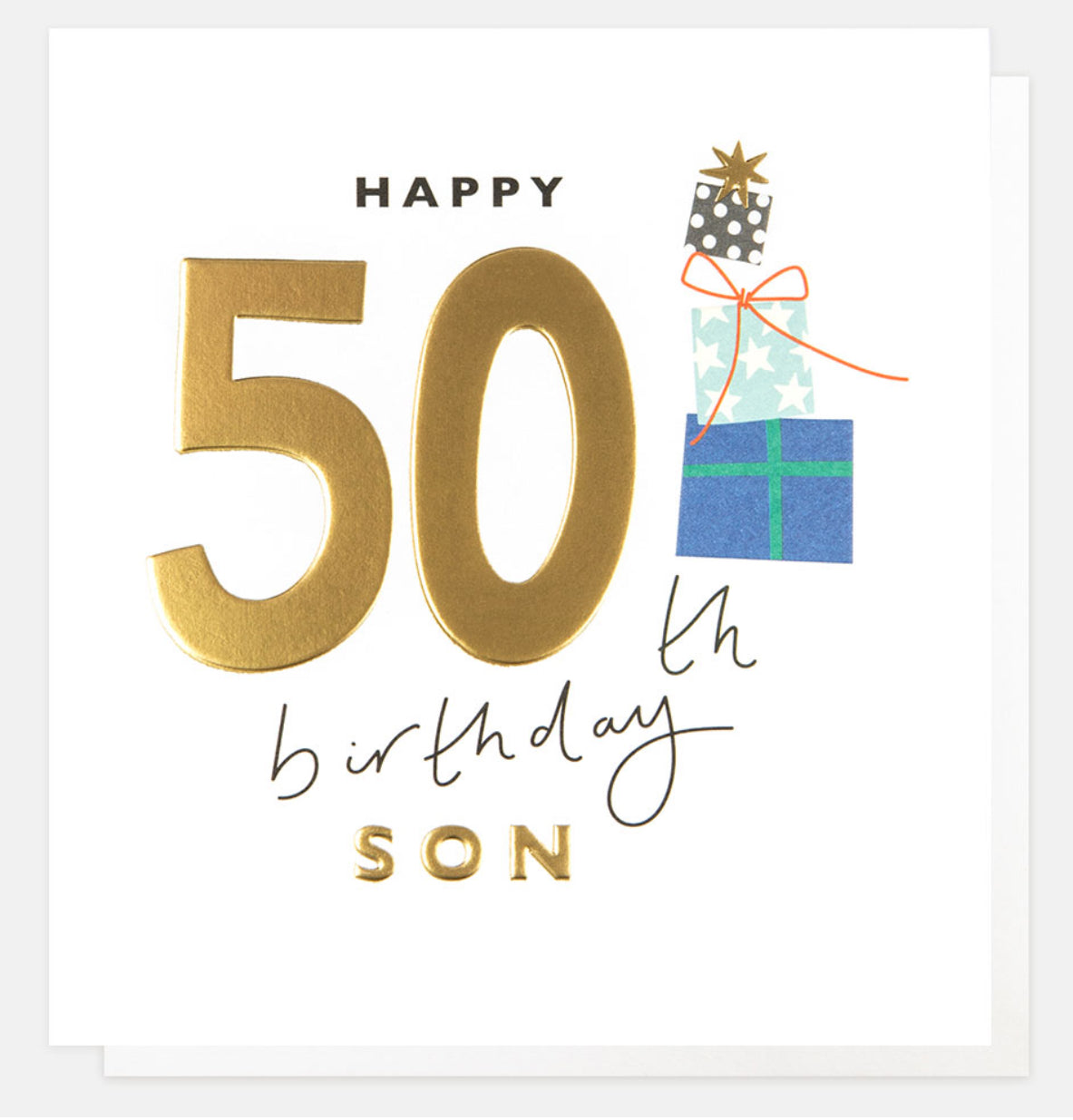Happy 50th Birthday Son Stack of Presents