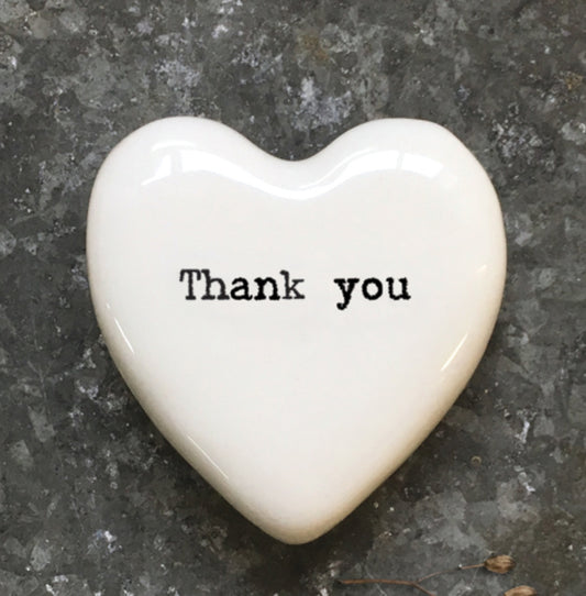 White Heart Token Pebble - Thank You