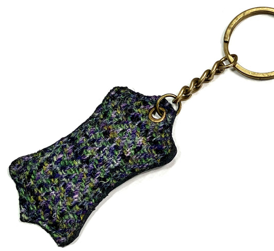Leather and Wool Keyring