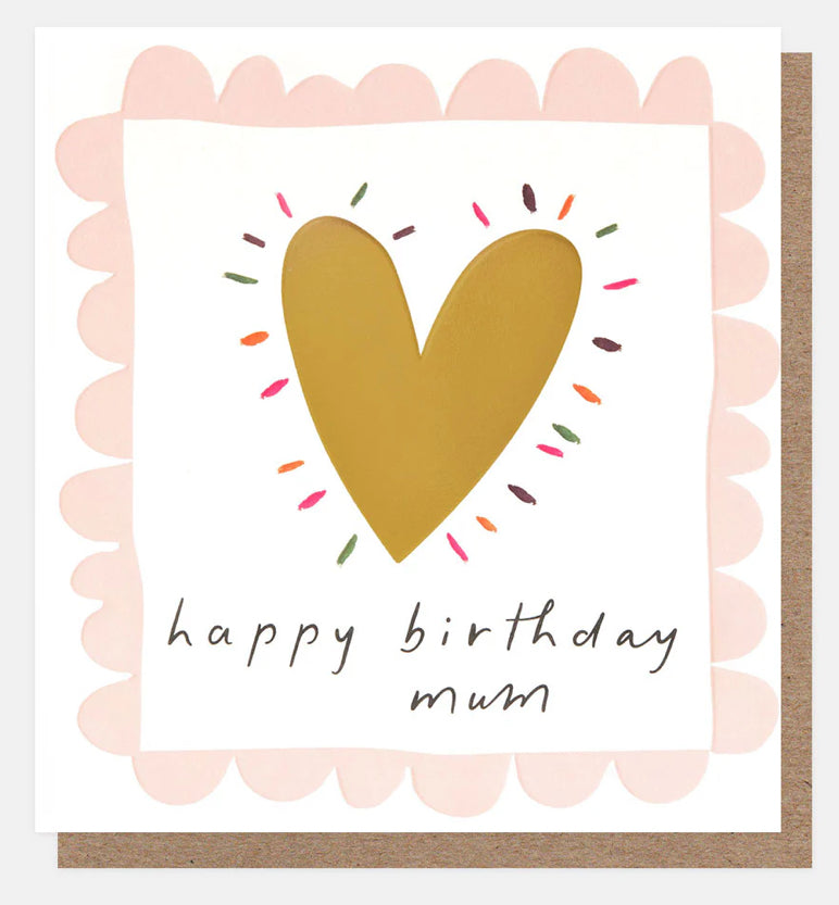 Happy Birthday Mum Gold Heart