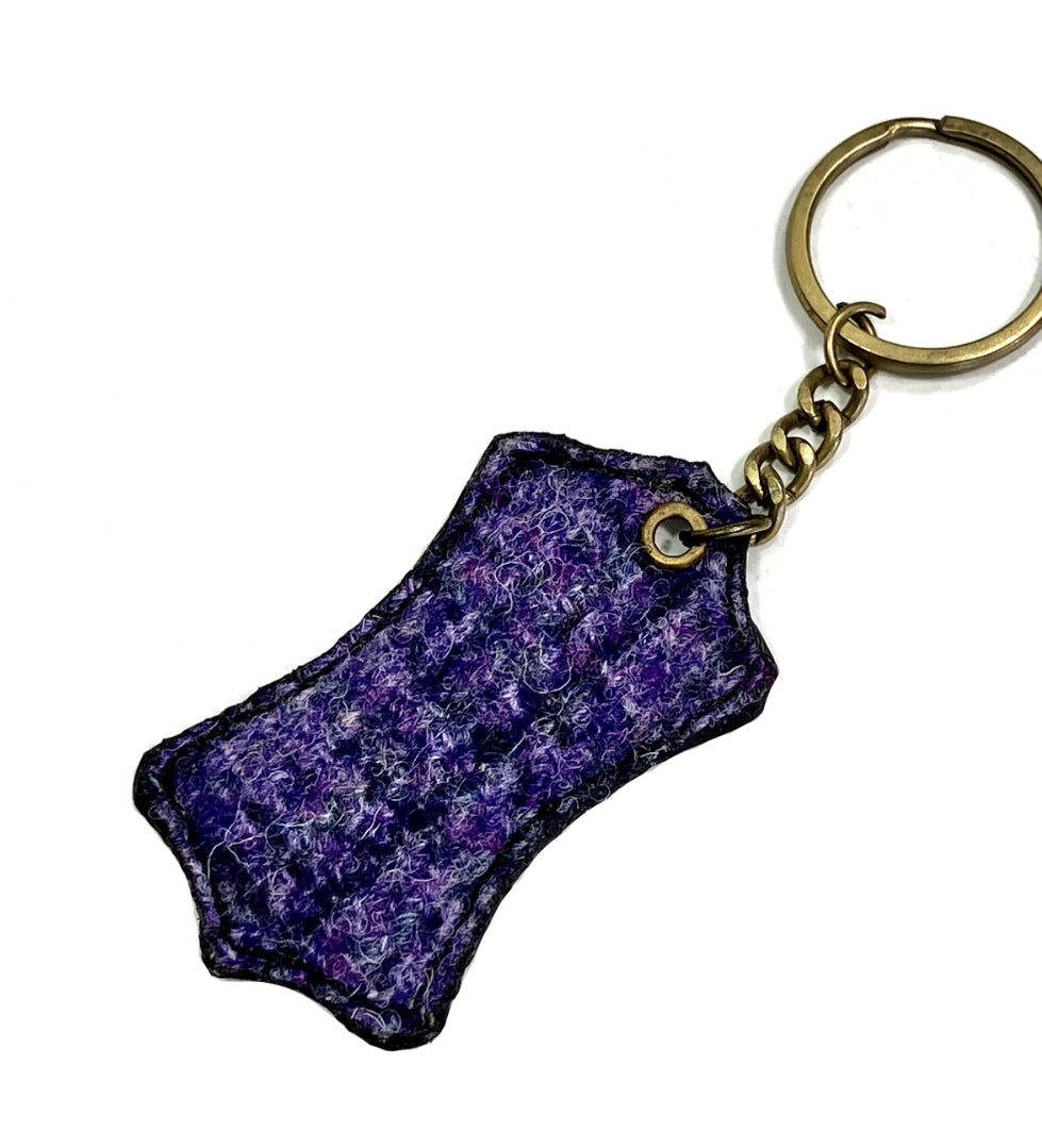 Leather and Wool Keyring