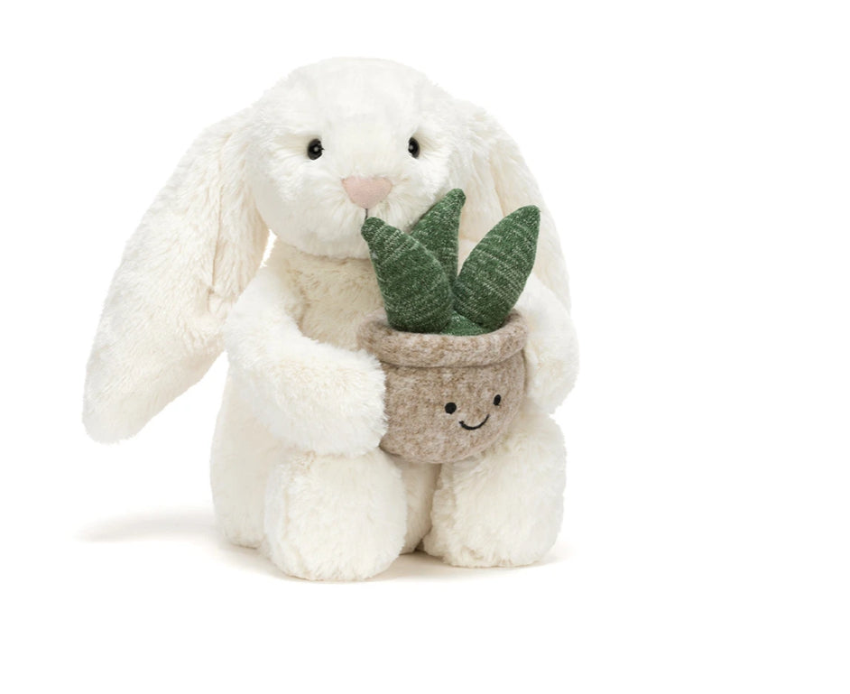 Cream Bunny with Plant