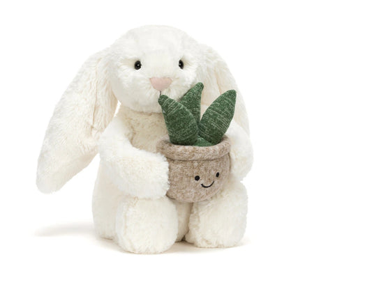 Cream Bunny with Plant