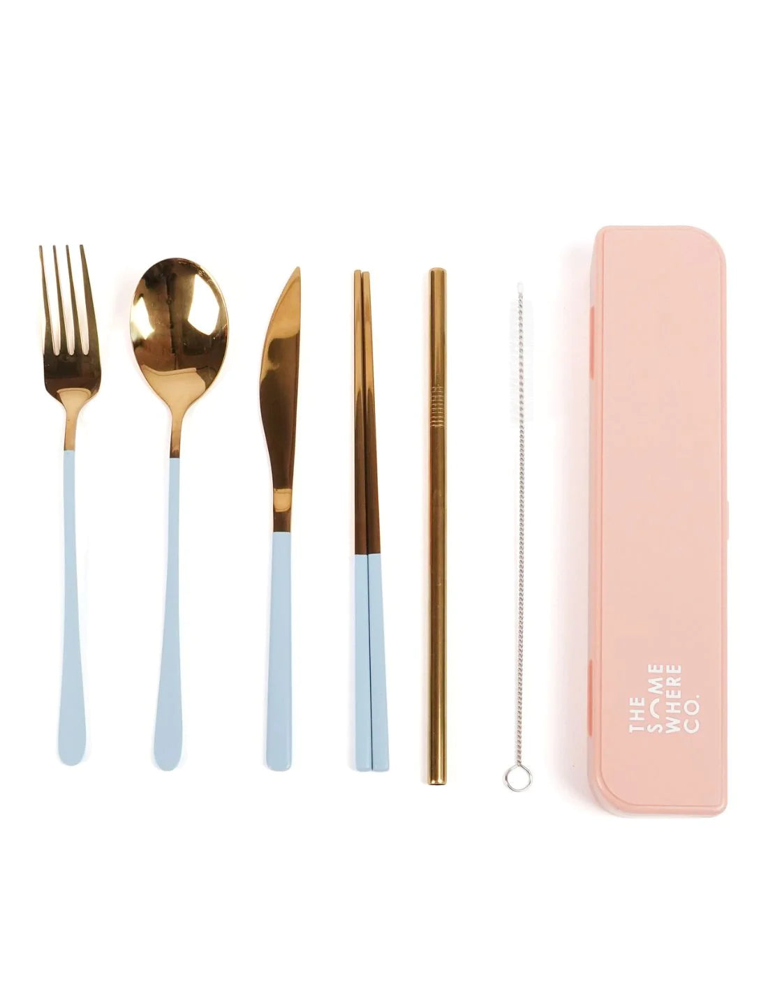 Take Me Away Cutlery Kit - Gold with Powder Blue Handle