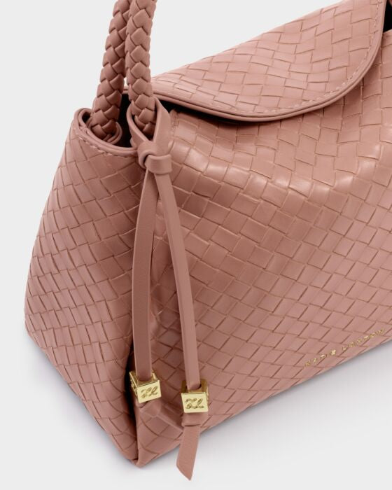 NOVA WOVEN TEXTURE TOP HANDLE BAG | Pink Clay | 17.5cm x 24cm x 12cm