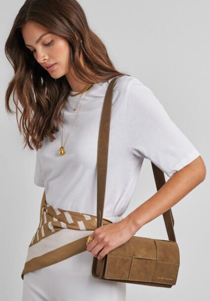 TAYA CROSSBODY BAG | Caramel Suedette