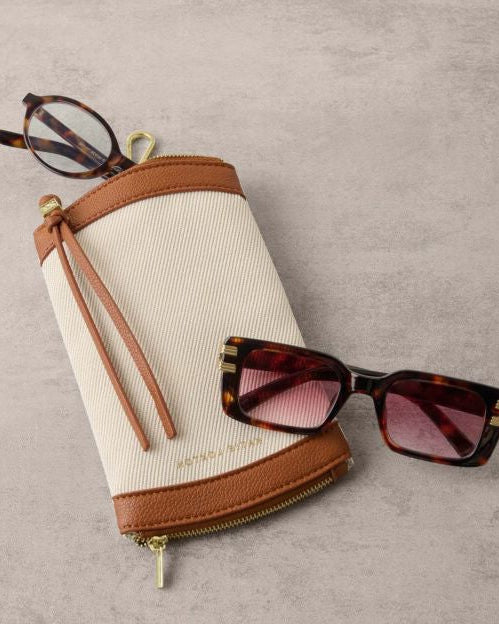 DUO SUNGLASSES CASE | Canvas/ Cognac