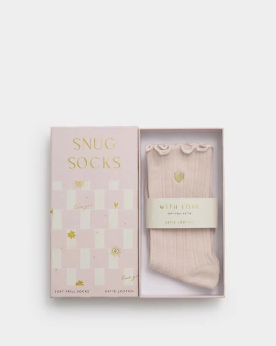GIFT BOXED FRILL SOCKS | HEART | Blush
