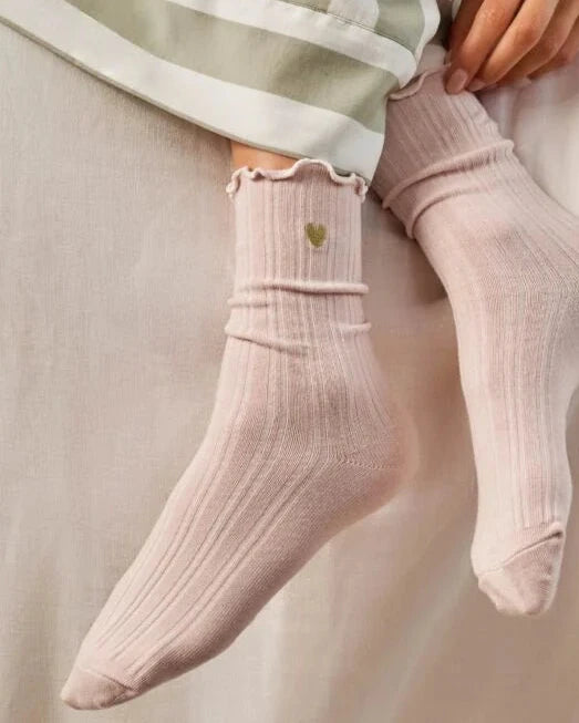 GIFT BOXED FRILL SOCKS | HEART | Blush