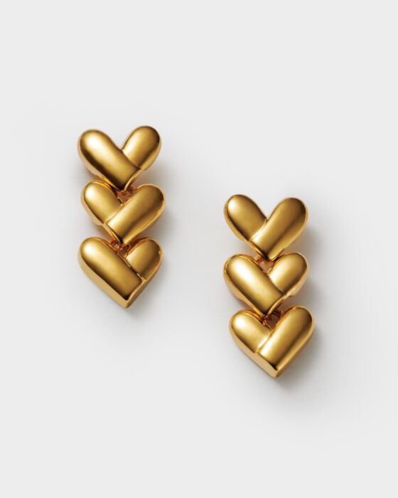 HEART LINK EARRINGS | Gold Coated |