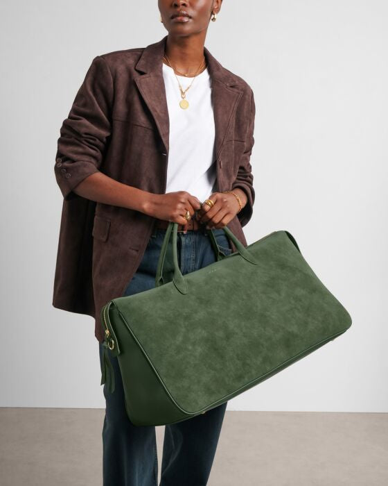 ASCOT SUEDETTE WEEKEND BAG AND POUCH ORGANISER | Forest Green