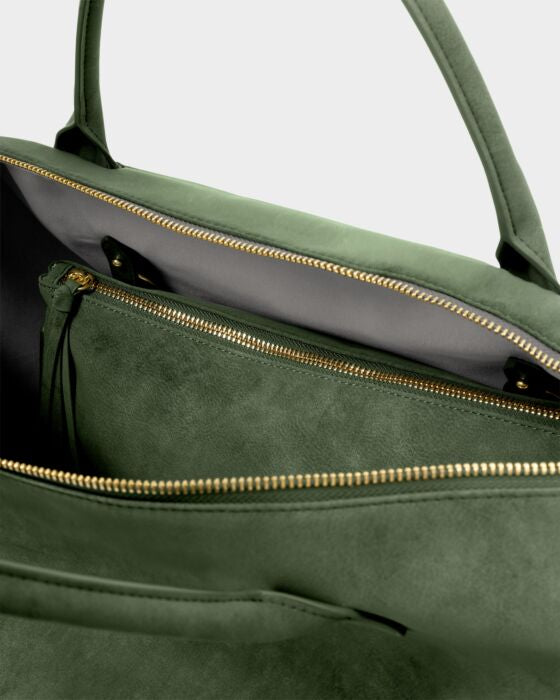 ASCOT SUEDETTE WEEKEND BAG AND POUCH ORGANISER | Forest Green