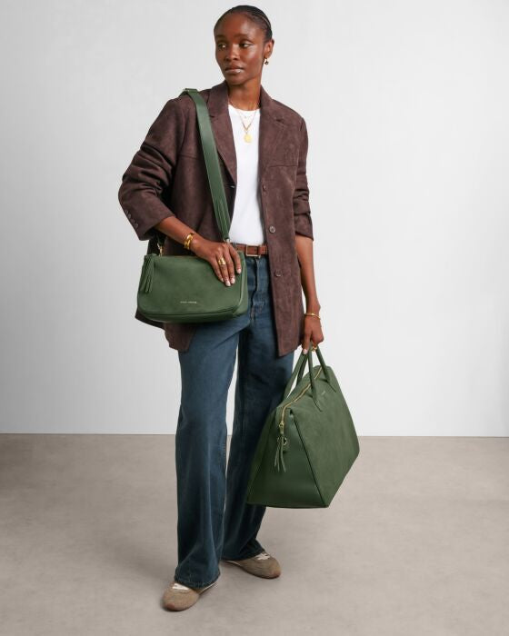 ASCOT SUEDETTE WEEKEND BAG AND POUCH ORGANISER | Forest Green