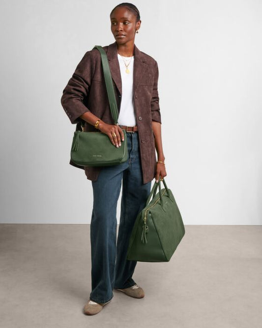 ASCOT SUEDETTE WEEKEND BAG AND POUCH ORGANISER | Forest Green