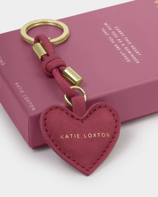 KEY TO MY HEART GIFT BOXED KEYRING |RASPBERRY PINK SUEDETTE