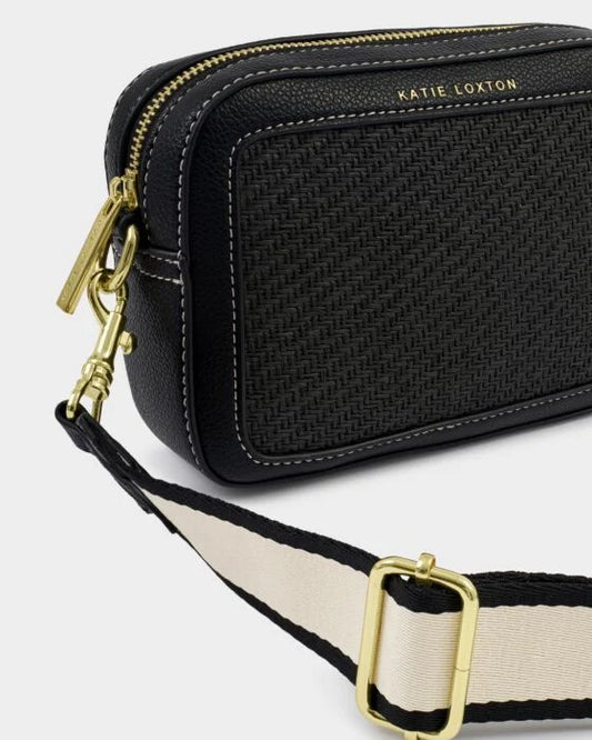 AVERY RAFFIA SMALL CROSSBODY BAG | BLACK