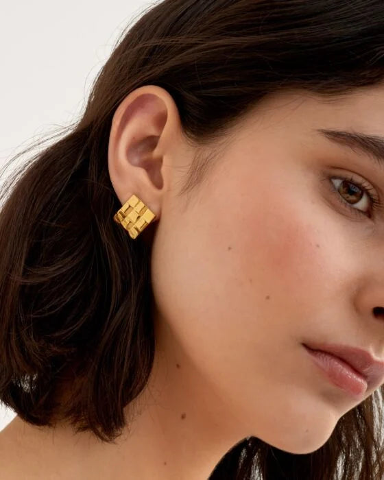 Taya Gold Weave Waterproof Earrings
