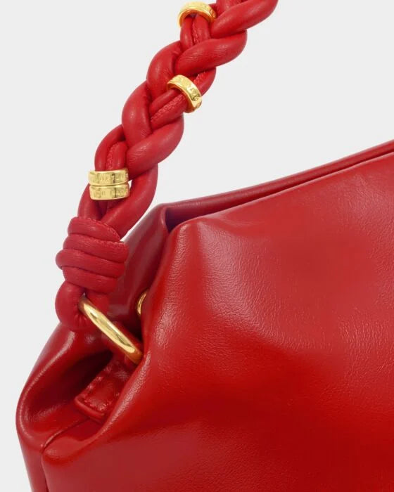 ARDEN BRAIDED TOP HANDLE BAG RED