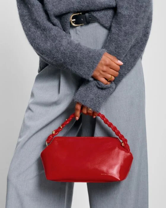 ARDEN BRAIDED TOP HANDLE BAG RED