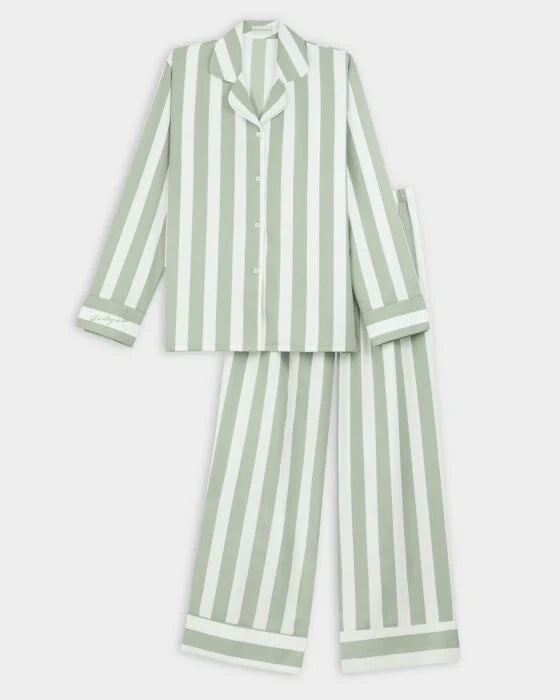 GIFT BOXED PYJAMA SET | Green Mist / Off White large