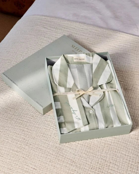 GIFT BOXED PYJAMA SET | Green Mist / Off White large