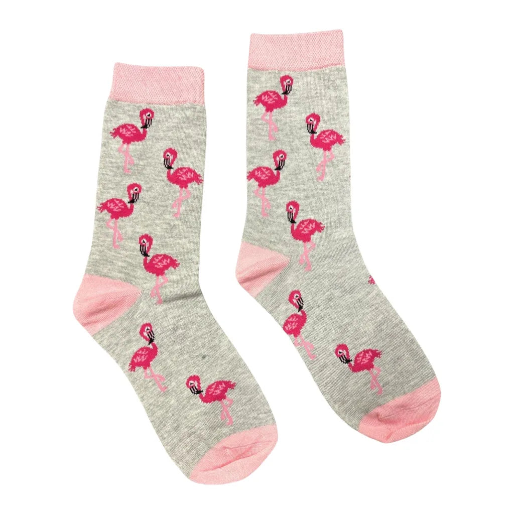 Grey Flamingo Bamboo Sock