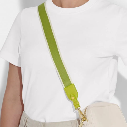 CANVAS STRIPE BAG STRAP LIME GREEN