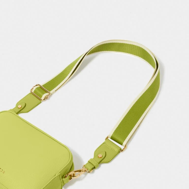 CANVAS STRIPE BAG STRAP LIME GREEN