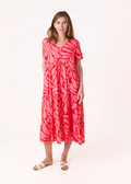 Mega Leaf Short Sleeve Tiered Dress M/L
