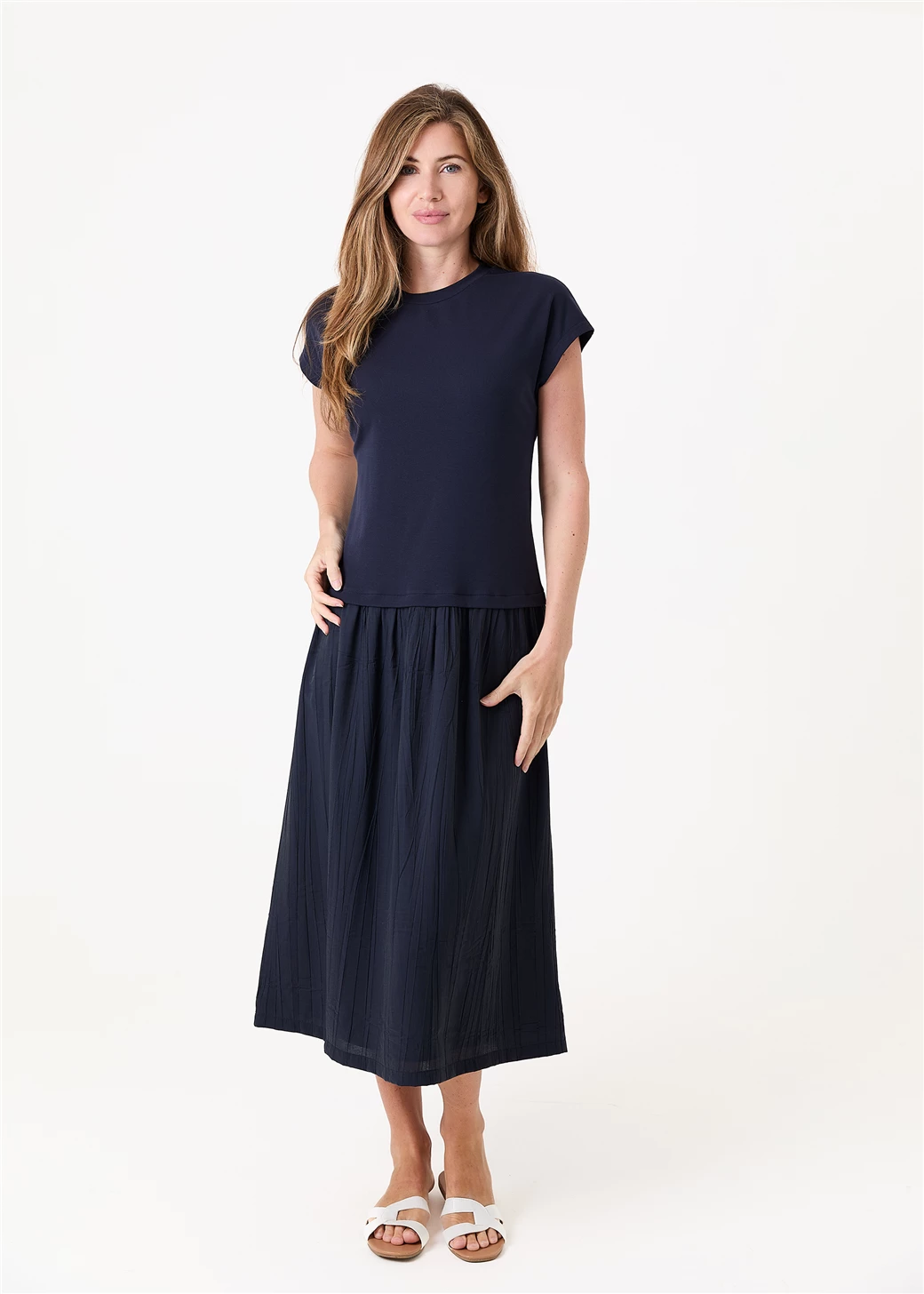 Plisse Skirt T-Shirt Dress M/L