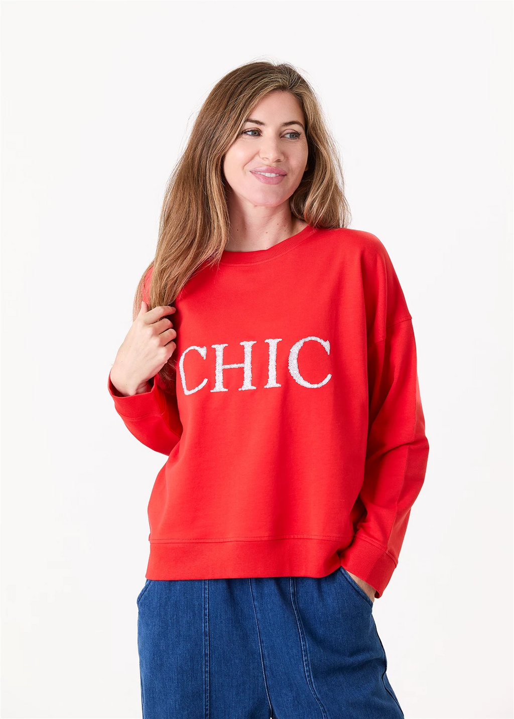 Chic Sequin Crew Neck Sweatshirt
