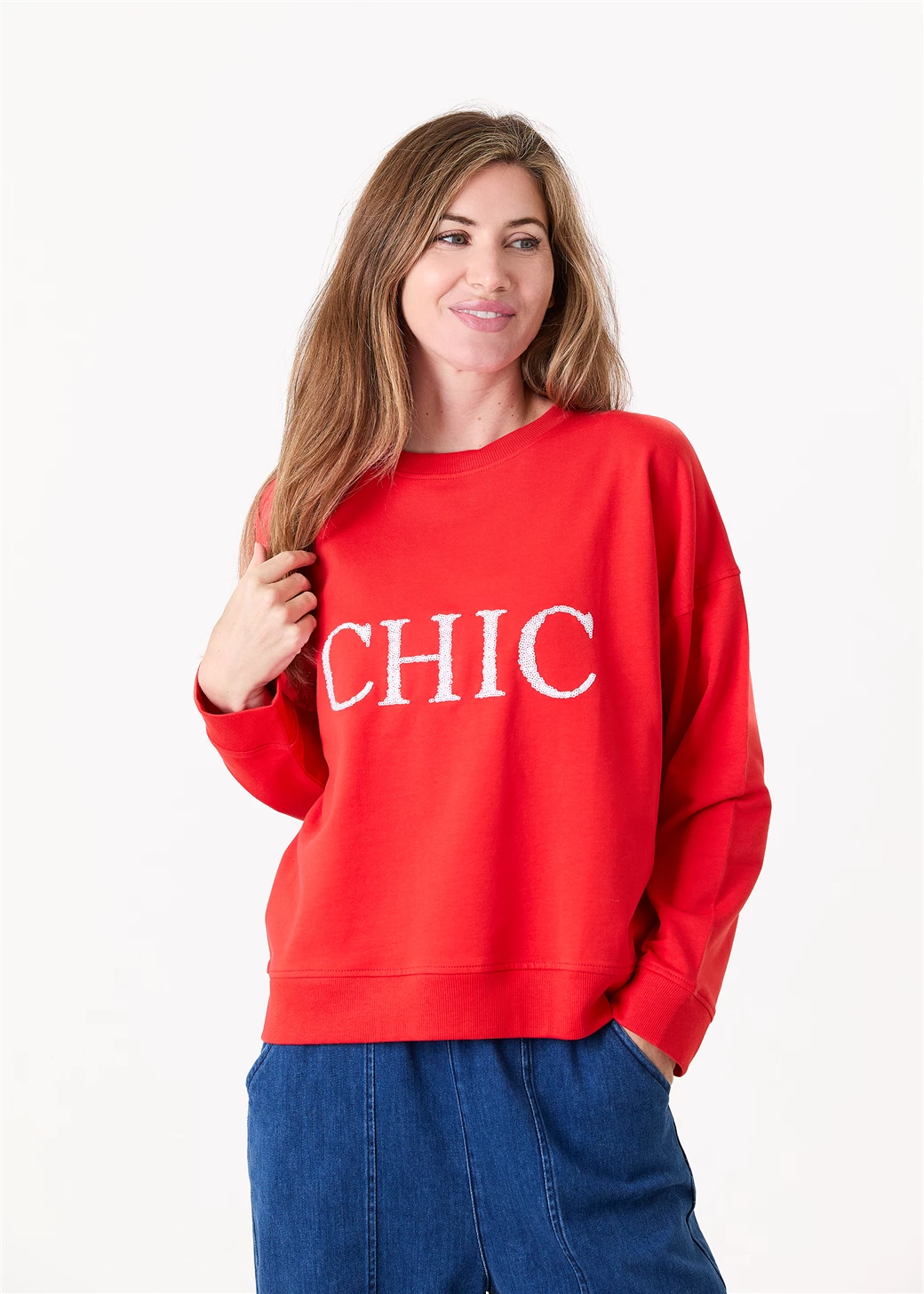 Chic Sequin Crew Neck Sweatshirt