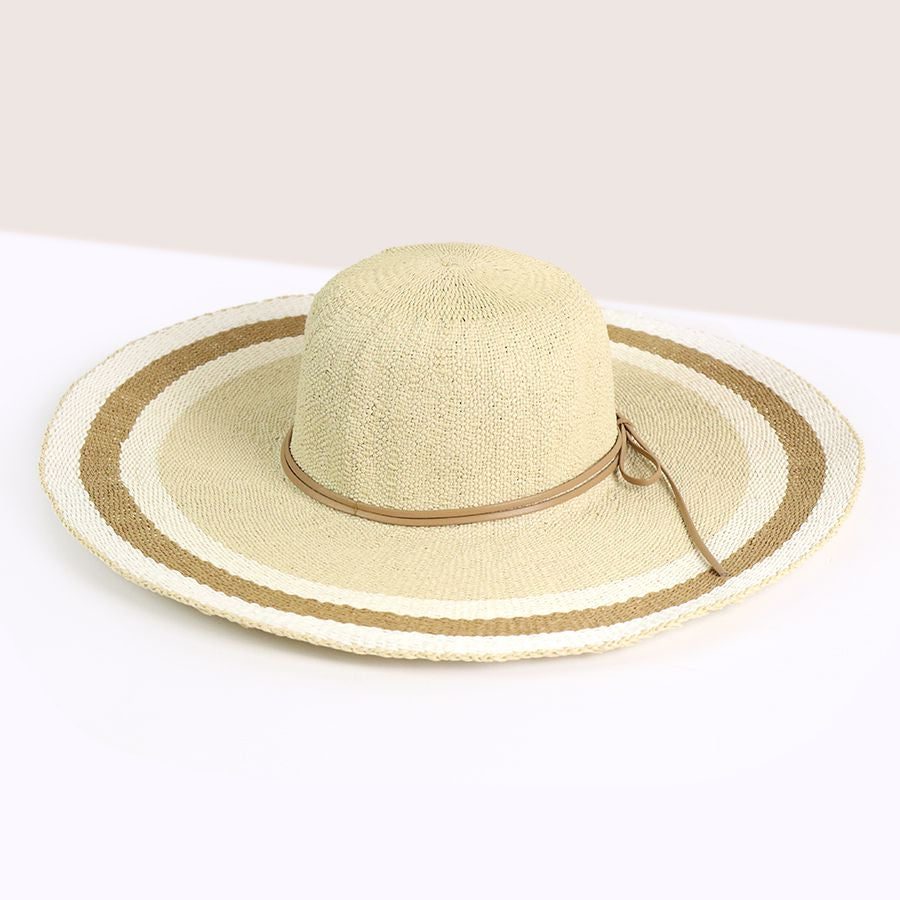 CREAM WIDE BRIM SUN HAT