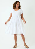 Slub Jersey Tiered Sun Dress White