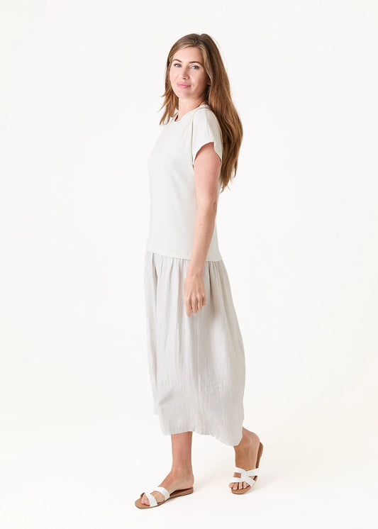 Ecru Plisse Skirt T-Shirt Dress S/M