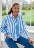 Royal Blue Wide Stripe Patch Pocket Shirt