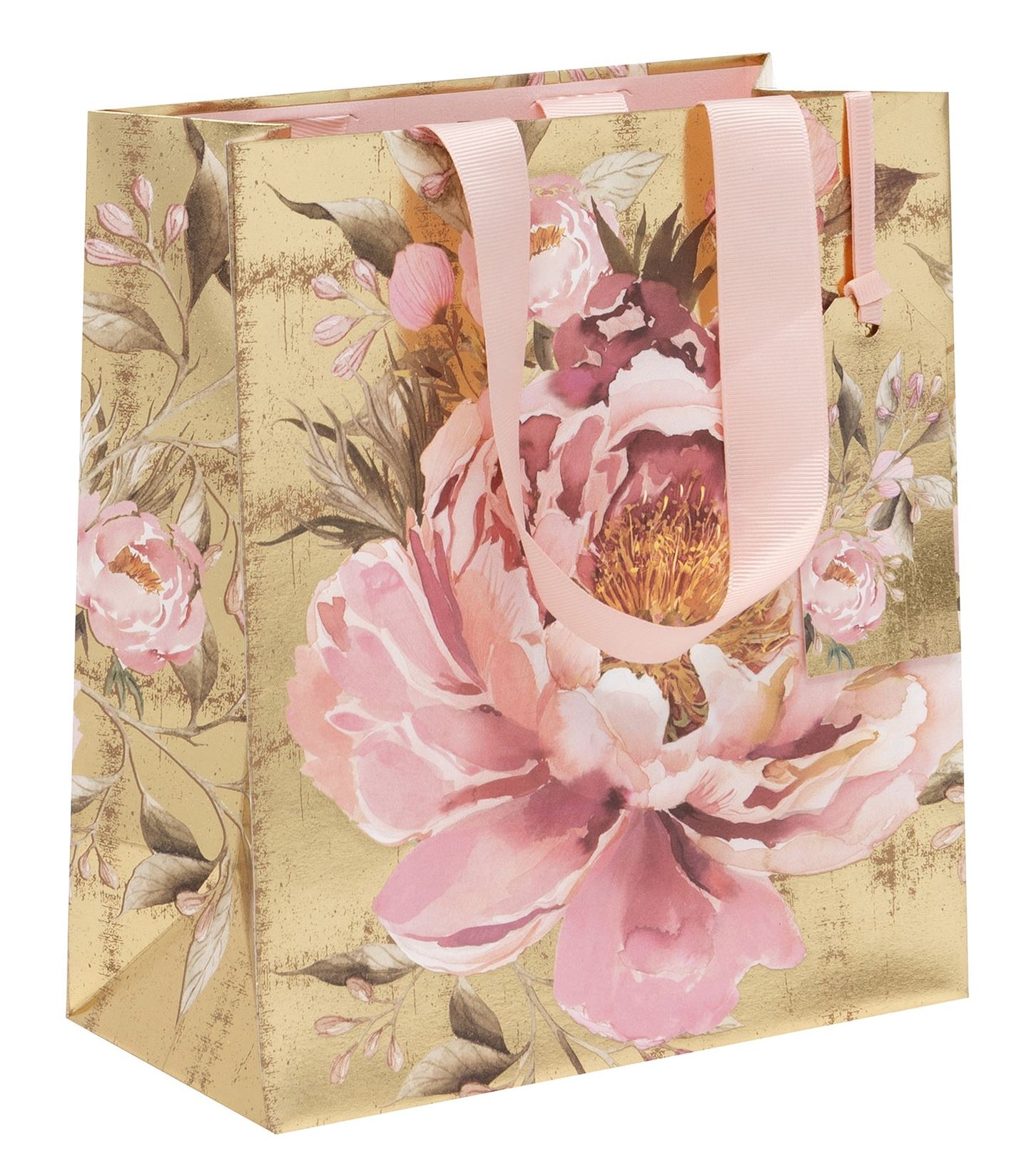 GIFT BAG MEDIUM PEONY GILDED