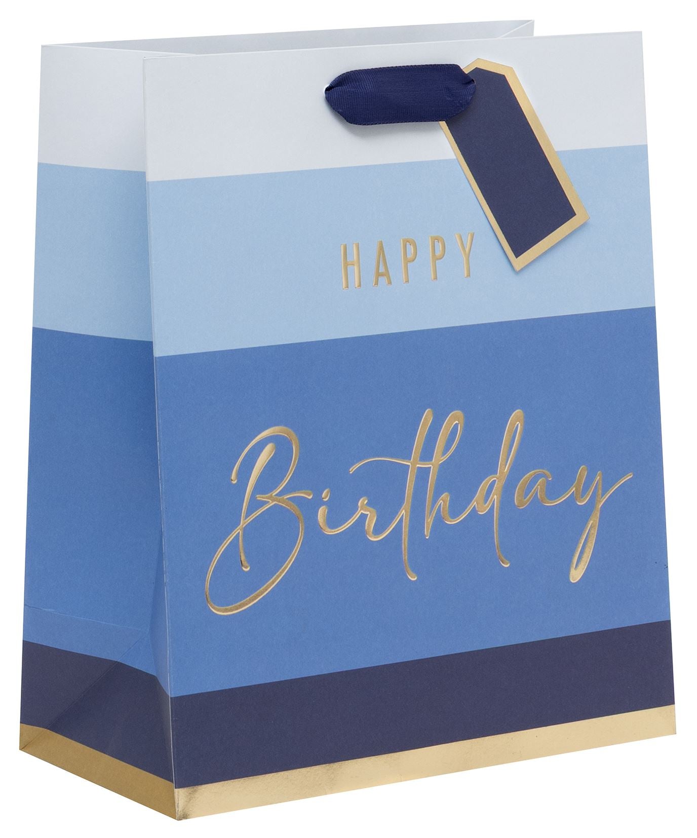 GIFT BAG LARGE BLUE BIRTHDAY STRIPE