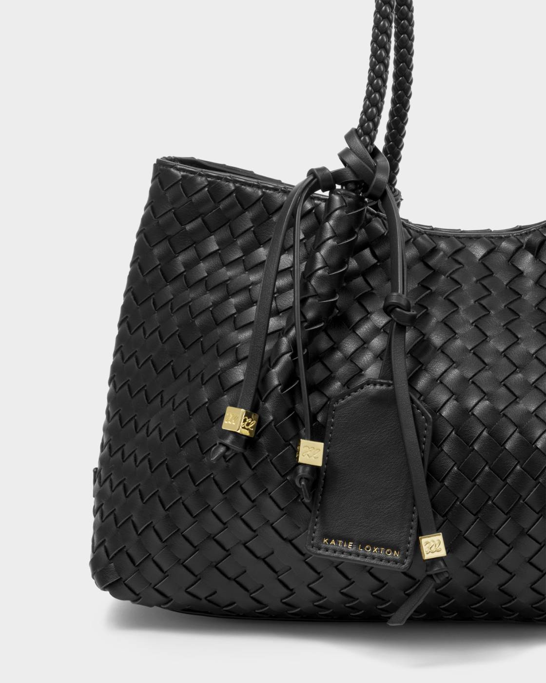 Nova Hand Woven Top Handle Bag Black