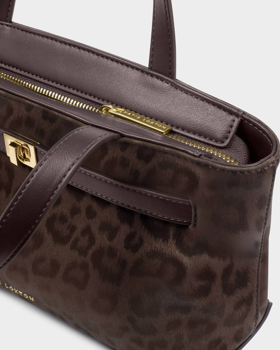 Odin Top Handle Crossbody Bag Chocolate Leopard