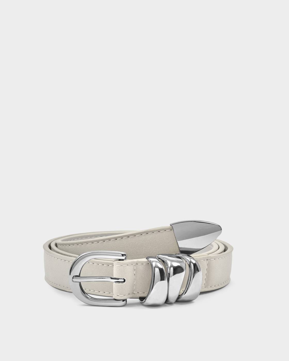 Belt with Organic Loops Light Grey Suedette