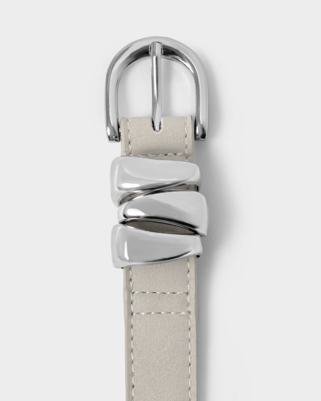 Belt with Organic Loops Light Grey Suedette