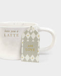 SPECKLED SENTIMENT GIFT TAG MUG | LOVE YOU A LATTE