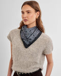 Satin Multiway Scarf - Small Leopard Navy/Black
