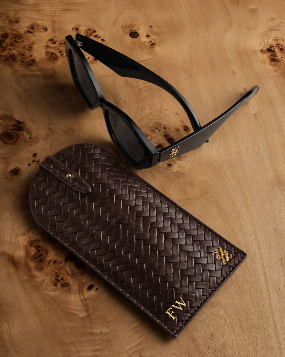 GLASSES SLEEVE | Chocolate Woven | 17cm x 8.4cm