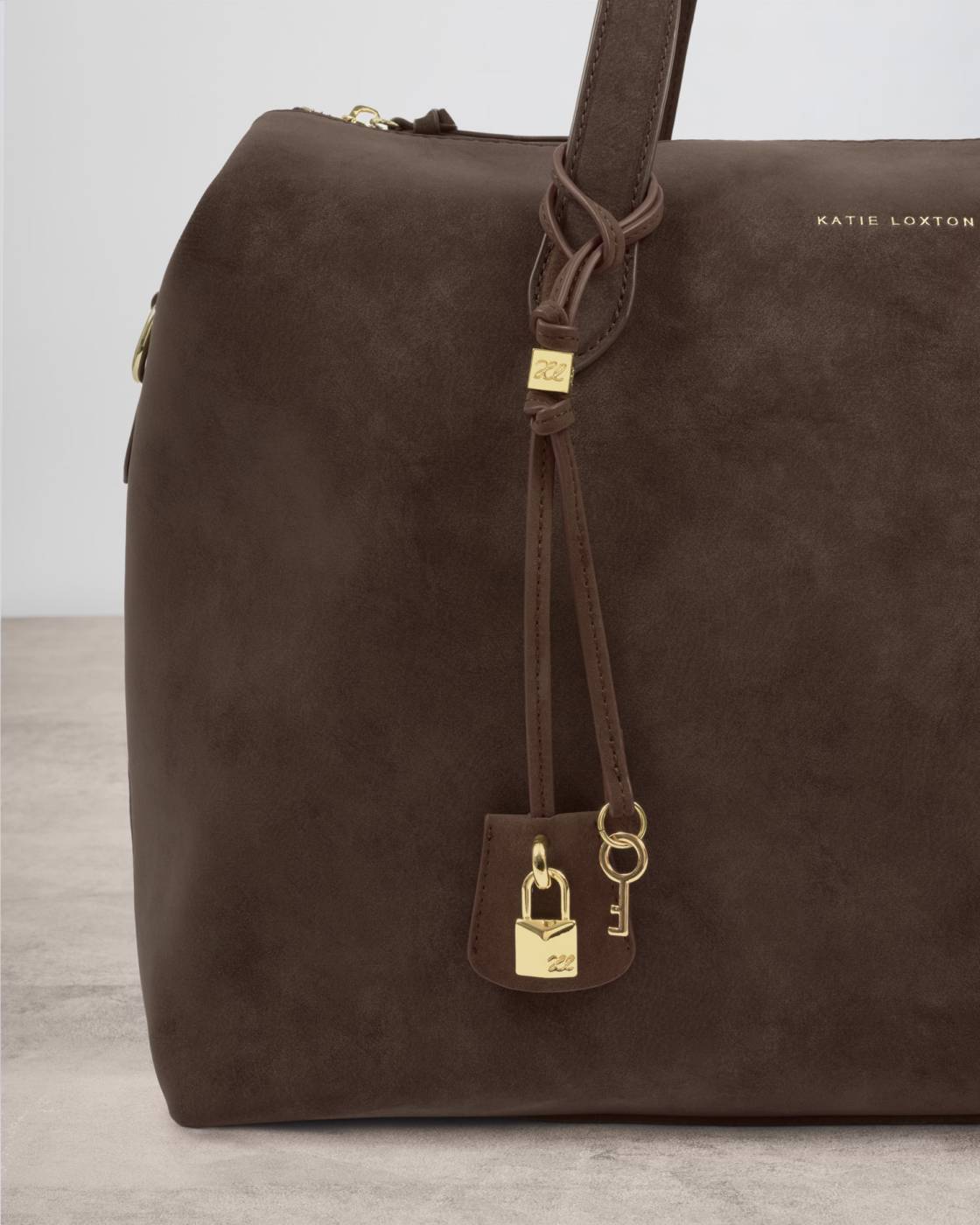 Heritage Bag Charm Chocolate Suedette