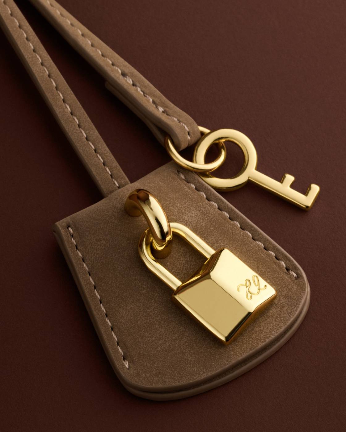 Heritage Bag Charm Taupe Suedette